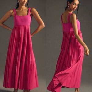 Anthropologie Mare Mare Pink Knit Top Pleated Maxi‎ Dress Size Medium